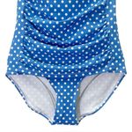 Ruby Ribbon Size 12 Blue White Polka Dot One Piece Swimsuit Halter Ruched Retro Photo 7