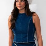 NWT Denim Tie Back Top Blue Size L Photo 4