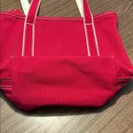 Lands' End  Red Medium Open Top Canvas Tote Bag Monogram Photo 2