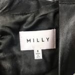 Milly  Tweed Chevron Leather Sheath Dress Purple Sz 8 Photo 2