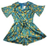 Skies Are Blue Anthropologie Aquatic Floral Tropical Surplice Romper Size M Photo 1
