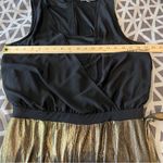 Ny Collection Black & Metallic Gold Layered Blouson Belted Wide Leg Jumpsuit M Photo 12