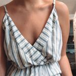 Honey Punch Blue and White Stripe Romper Photo 0