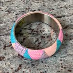 Vintage pastel triangle patchwork snakeskin bangle bracelet pink purp turquoise Photo 1
