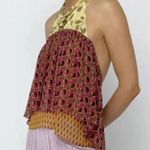 ZARA  Leaves and Geometric Shapes Halter Top Pink Yellow Green Orange Size Large Photo 4