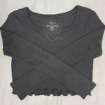 Dark Grey Cropped Long Sleeve Top Gray Photo 0