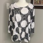 Ali Miles Black and White Polka Dot Asymmetrical mesh shear top size Medium Photo 0