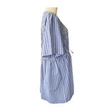 Apiece Apart  Adorna Smocked Striped Cotton Mini Dress Blue White Size Medium Photo 4