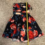 Short Floral Semi Formal Dress with Navy Blue Background Multiple Size M Photo 3