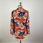 Carven Silk Crane Patterned Button Down Shirt White Size 8 Photo 4