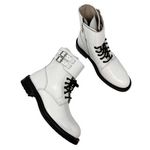 ALLSAINTS  Brigade White Leather Combat Buckle Lace Up Ankle Strap Boot EU 36 Photo 0
