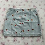 Tinseltown  Embroidered watermelons denim mini skirt light wash blue Photo 4