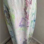 THEIA Sequin Tie Dye‎ Maxi Dress Spaghetti Straps Formal Evening Gown Size 14 White Photo 3
