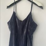 Elodie  V-Neck Velvet Cami Dress in Blue Slate Blueish Gray Large Photo 3