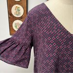 Madewell Silk Purple Bell Sleeve Shift Dress in Painted Clover size 6 Small Photo 3