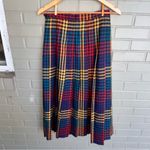 Vintage ILGWU Rainbow Drop Waist Wool Plaid Pleated Midi Skirt S/M Red Size M Photo 1