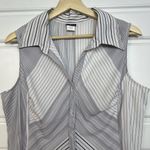 Tangents Y2K. Tangents Early 2000’s Y2K Striped Collared Tank Top Black & White V-Neck Size XL Photo 2