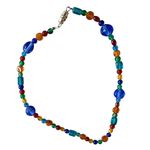 Colorful Glass Bead Small Choker Necklace With Magnetic Clasp Multi Colored u Blue Photo 0