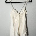 Zac Posen Cream Leaf Embroidered Spaghetti Strap Cotton Top Sz 4 Photo 2