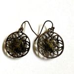 Brass tone circle rhinestone earrings Photo 5