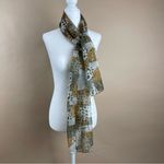 VINTAGE Animal Print Patchwork Sheer Scarf Wrap Chic Classy Formal Flowy Green Photo 5