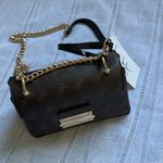 Nicole Miller NWT faux leather crossbody chain brown logo purse Photo 2