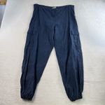 Bryn Walker M Medium Pants Linen Navy Cargo Jogger Lagenlook Baggy Wide Leg Boho Photo 1