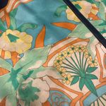 Blingual Navy Satin Midi Dress with Art Nouveau Print – Size 2 Black Photo 2