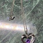 February Birthstone Heart Pendant Necklace I Love You For Always And Forever 925 Purple Photo 0