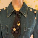 Long Sleeve Denim Embellised Button Up Shirt Size M Gold Size M Photo 3