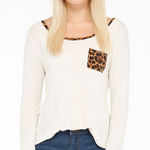 Heart & Hips Heart & Hip Medium Cheetah Blouse White Photo 0