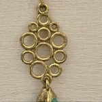 Gold tone faux turquoise fish hook earrings Photo 5