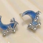 Blue Starry Sky Polar Star Moon Temperament Earrings Versatile Clear Sea Salt Sweet Earrings Exquisite Light Luxury Earrings for Women Photo 0