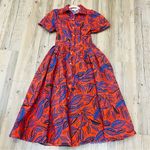 Alexis  for Target Tropical Leaf Short Sleeve Shirt Dress red blue size XXS Photo 4