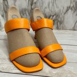 Nine West Orange Leather Kitten Heel Strappy Sandals Vacation Summer Sexy Bold Photo 0