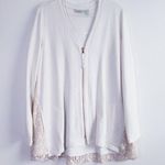 LOGO By Lori Goldstein  Lace Front Zip Long Sleeve Sweater Photo 0