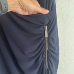 Chico's Chico’s Knit Kit Solid Zip Dress Navy Blue Size 2 Slimming Ruched Zipper Party Photo 4