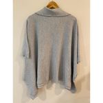 Banana Republic Cotton 1/4 Zip-Front Knit Poncho Sweater Gray Women's One Size Photo 2
