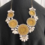 Vintage Necklace Gold & White Statement Medallion Bib Costume Jewelry Large Photo 2