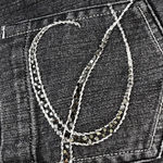 Chico's  Women's 0 (US S/4) Platinum Black Jeans Rhinestones Studded Denim Y2K‎ Photo 3