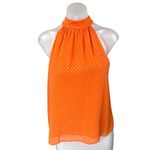 Alice + Olivia  Liana Orange Bow High Neck Sleeveless Checkered Blouse Top Size S Photo 1