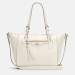 Coach Kleo Carryall Handbag Chalk Pebble Leather Photo 0