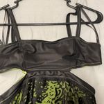 Bebe Black and lime green sheer dress with cutout sides Photo 3