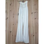 Lulus NWT  Fashionista Nights Ivory Strapless Bustier Wide-Leg Jumpsuit Classy XS Photo 6