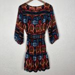Uncle Frank Vibrant Vivid Bold Geometric Print Tie Waist Mini Dress Boho Small Photo 1