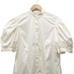 Trina Turk Vintage 90s Ivory Cream Cotton Jacquard Puff Sleeve Blouse Size Large Photo 2