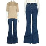 Judy Blue  High Rise Flare Medium Dark Wash Jeans Tummy Control Raw Hem Sz 7 28 Photo 1