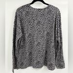 J Jill Gray Cotton Blend Animal Print Leopard Thin Knit Sweater Size Large Photo 6