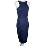 Lavish Lice NWT Lavish Alice Womens Dress Size 8 Navy Sleeveless Bodycon Midi Dress Lace-Up Photo 1