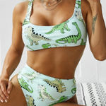 SheIn High Cut Dinosaur Print Tank Bikini Swimwear size S Photo 0